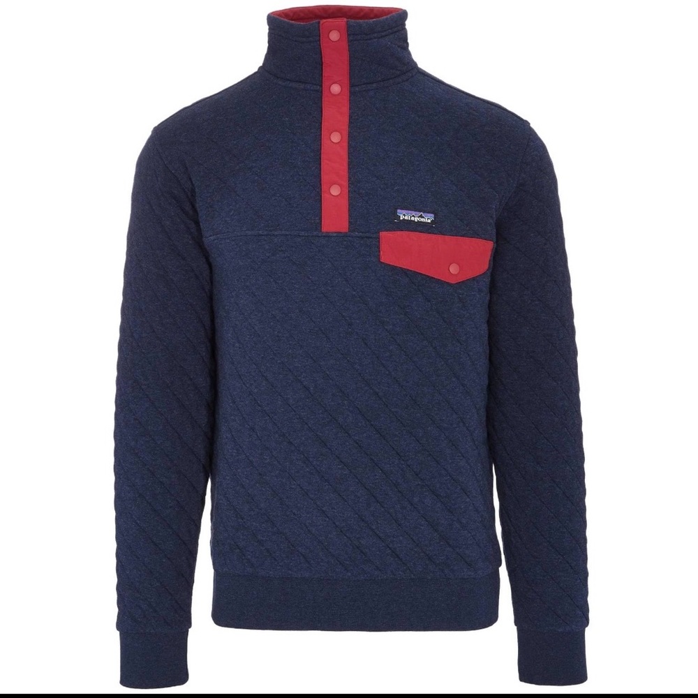 Patagonia Quilted Pullover in Navy and Pink